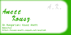 anett kousz business card